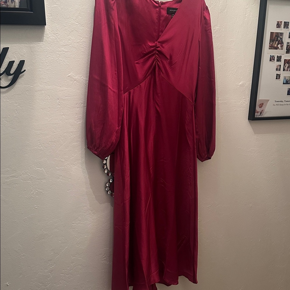 Elegant Berry Silky Column Midi Dress - NWT! Size 8